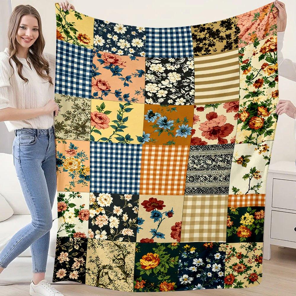 1pc Simple Printed Flannel Throw Blanket, Soft, Lightweight, and Non-Weighty, Single Person Home, Dorm, Travel, and Nap Blanket