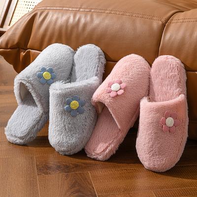 Модные домашние тапочки для женщин с пушистыми цветами, плюшевые, роскошные, дизайнерские, женская обувь, новые зимние, повседневные, на платформе, с пушистым мехом, элегантные комнатные