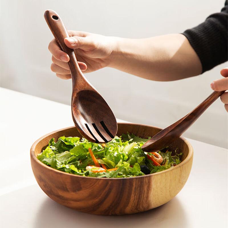 ZISIZ Wooden Salad Bowl & Utensil Set