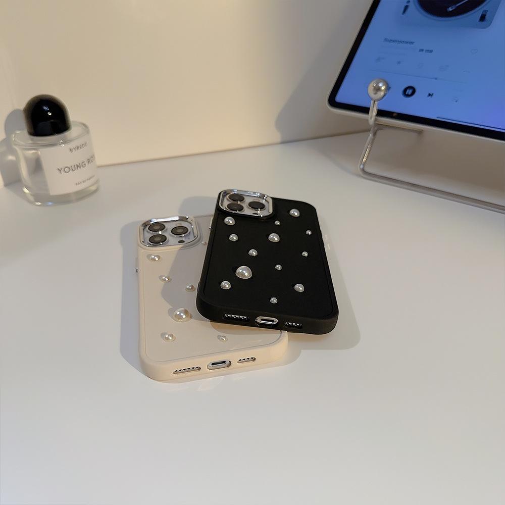 Трехмерный Жемчуг 17 Чехол для Мобильного Телефона Apple Iphone16 Простой 11 Гальванический 12 Легкая Роскошь 15promax Подходит для X/13