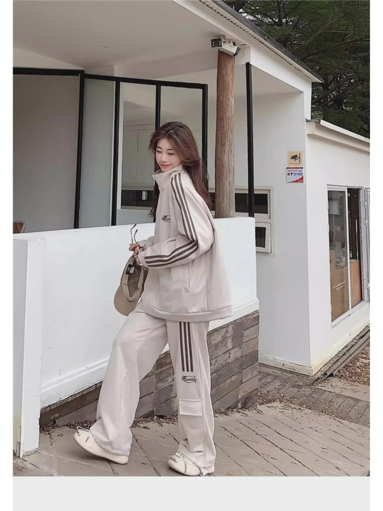 Модный осенний свитер больших размеров и повседневный спортивный комплект из двух предметов для женщин (Подходит для веса 200-300 фунтов)