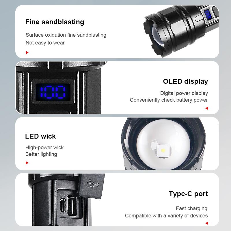 Мощный фонарик с высоким люменом 100000 лм Zoomabe Lamp Водонепроницаемый фонарь для улицы Перезаряжаемый фонарик