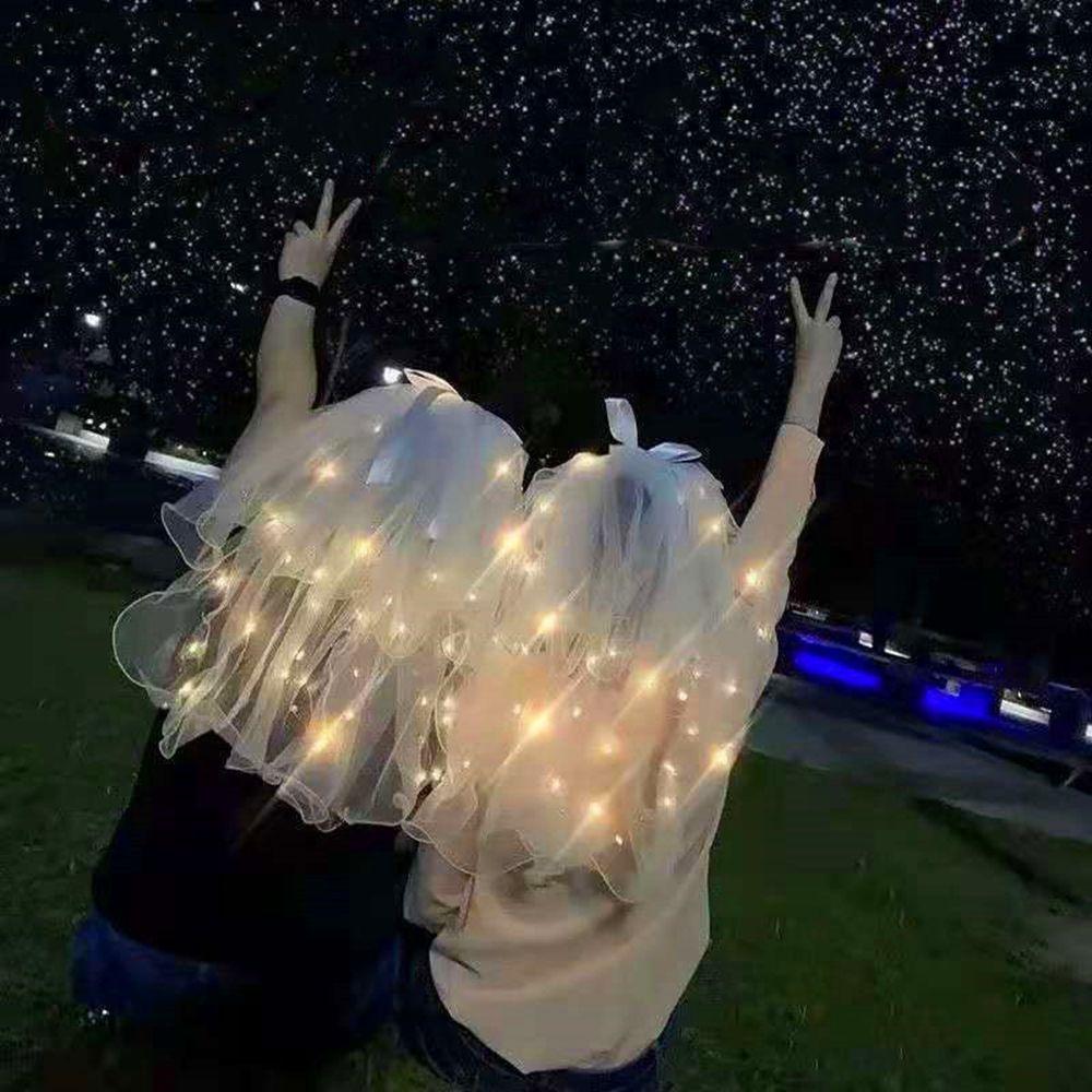 Фата с бантом Фата для подружки невесты Свадебная фата со светодиодной подсветкой Фата невесты Свадебная фата Корейский головной убор невесты Корона невесты