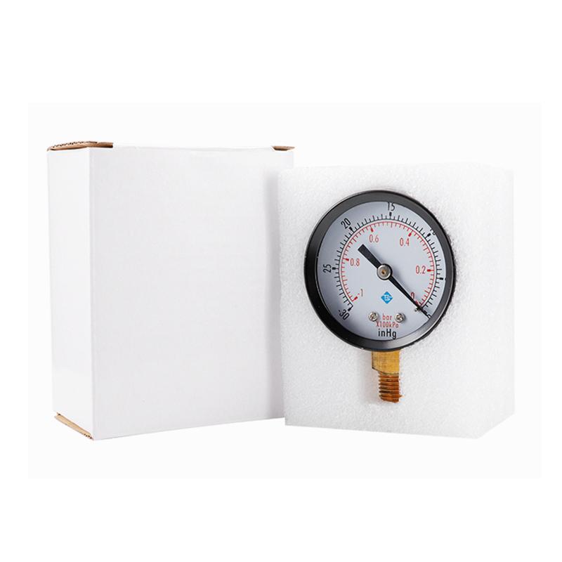 TS-50-1+1 Instrument 1/4'' BSPT Thread Mount Gas Water Pressure Gauge Stainless Steel Case Dry Vacuum -30inHg/0