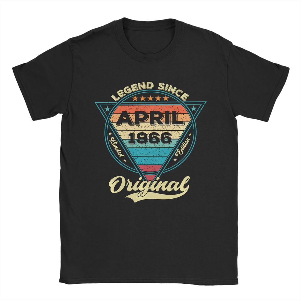 Mens Vintage th Birthday Legends were Born in April T Shirts Cotton Clothes Funny Short Sleeve Crewneck Tee Shirt