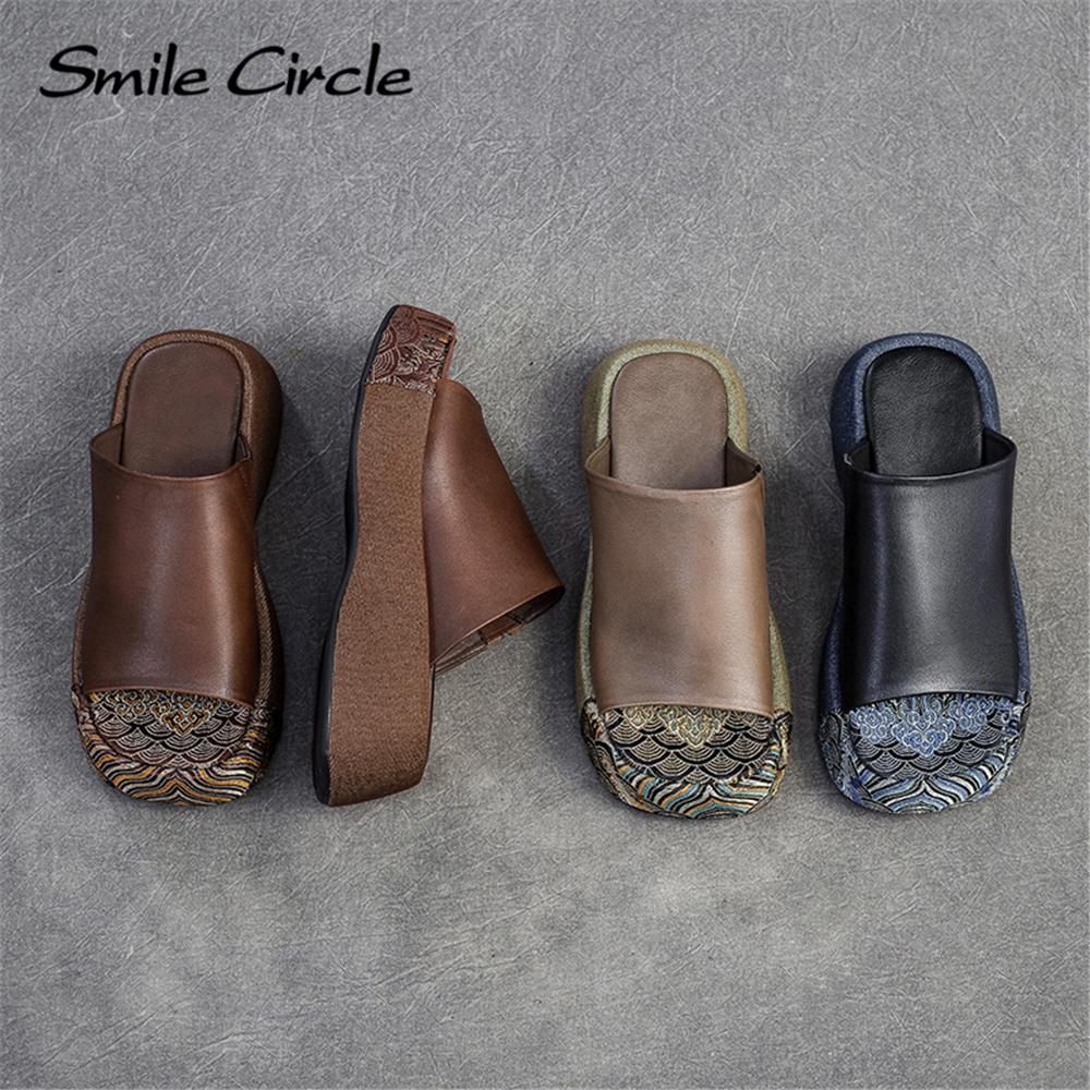 Новые летние тапочки на толстой подошве с открытым ртом в стиле ретро, ​​уличные тапочки в стиле кантри, модная кожаная женская обувь для отдыха