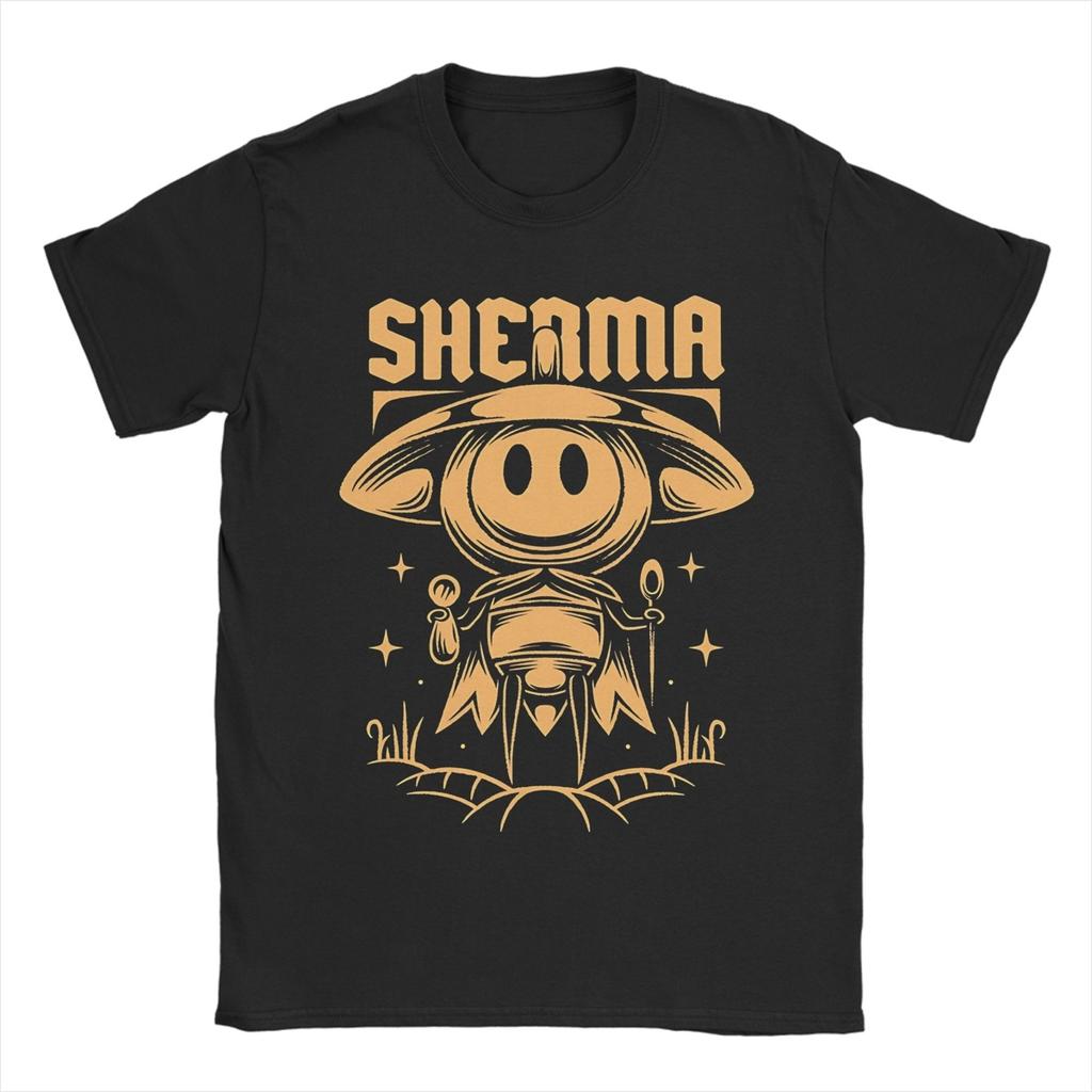Men Hollow Knight Silksong Sherma T Shirts 100 Cotton Tops Vintage Short Sleeve Round Collar Tees Printed TShirt