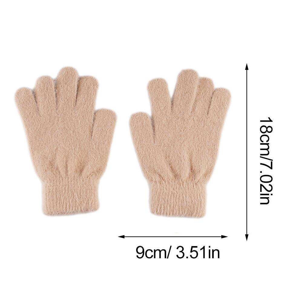 Fashion Winter Mink Velvet Five Finger Gloves Plush Warm Cold-proof Gloves Women Outdoors Cycling Solid Color Five Finger Gloves