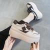 Fashion 8cm Casual Platform Wedge Hiden Heel Genuine Leather Shoes Chunky Sneakers Vulcanized Women Spring Autumn Loafers Mixed Color