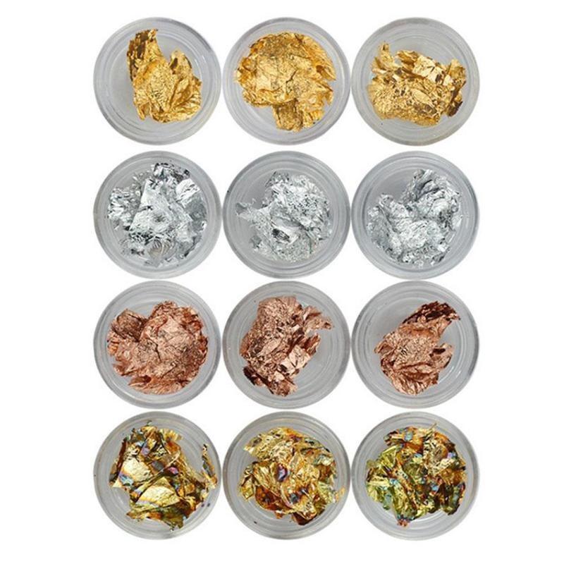 12pcs Nail Art Paillette Flake Chip Foil Acrylic UV Gel Paper Decor