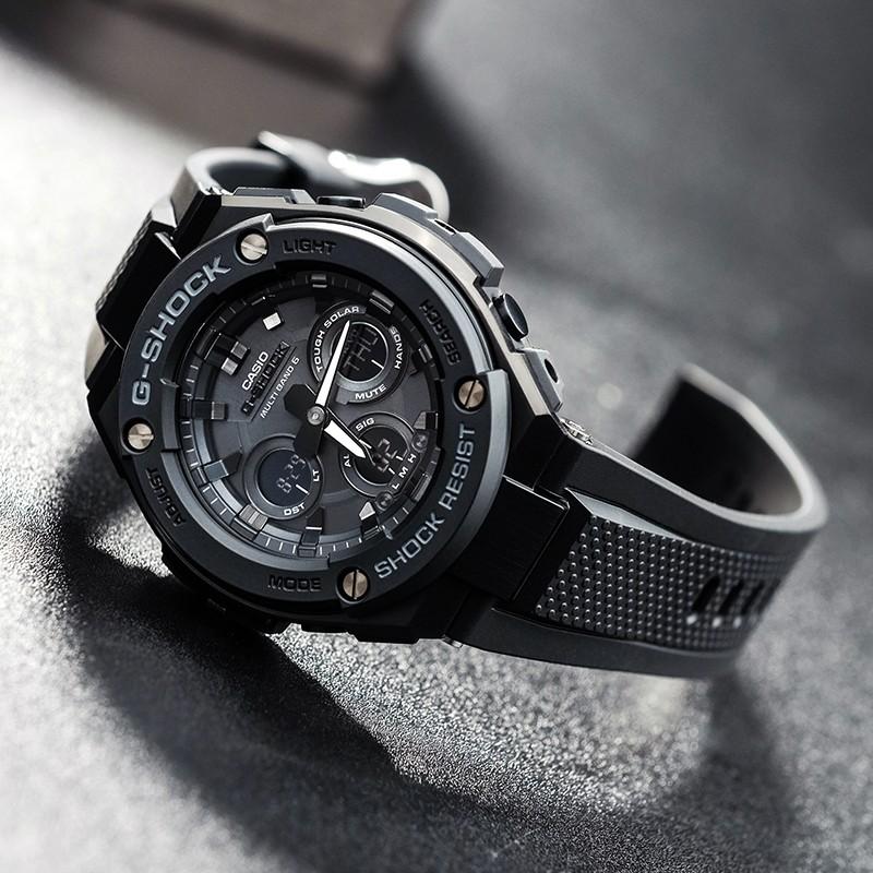 Casio Серия G-STEEL-W Двойной дисплей с диском Сердце из стали Металлическая текстура Водонепроницаемые и ударопрочные Солнечный кварцевый механизм Ремешок из смолы GST-W300G-1A1PRD