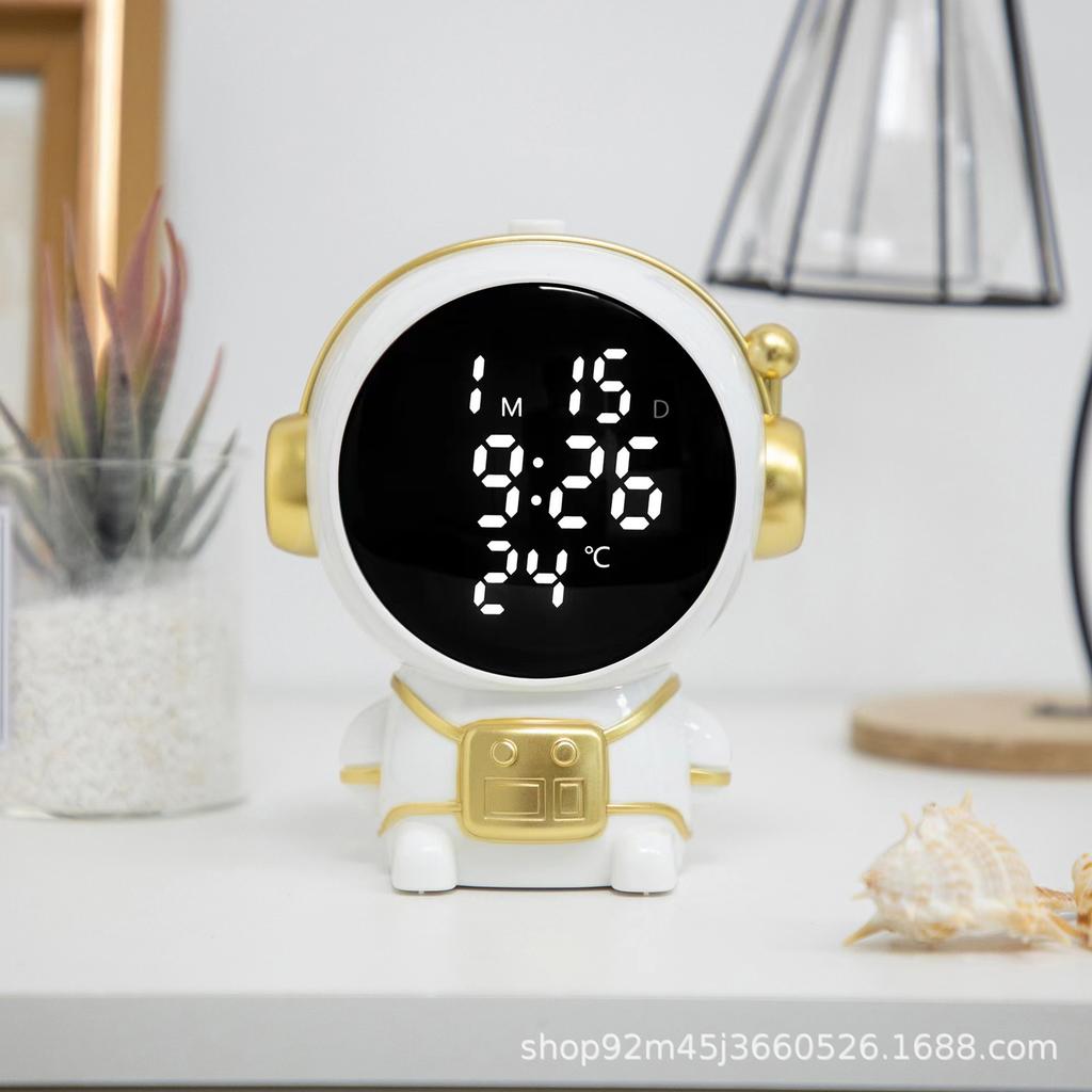 Student astronaut plastic electronic alarm clock Children's multi-function can be used as a mirror electronic clock Simple Korean version style