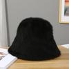 Autumn Winter Big Head Circumference Rabbit Hair Bucket Knitted Hat Women's Korean Velvet Basin Hats Warm Caps
