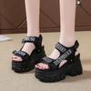 Korean Style Rhinestone Platform Velcro Sandals - 2024 Summer Collection