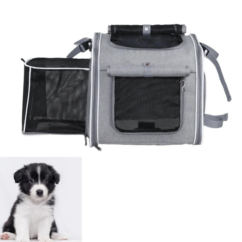 Soft Sided Pet Carrier Backpack Mesh Ventilation Multi Opening Dog Bike Basket Expandable Space Foldable Structure