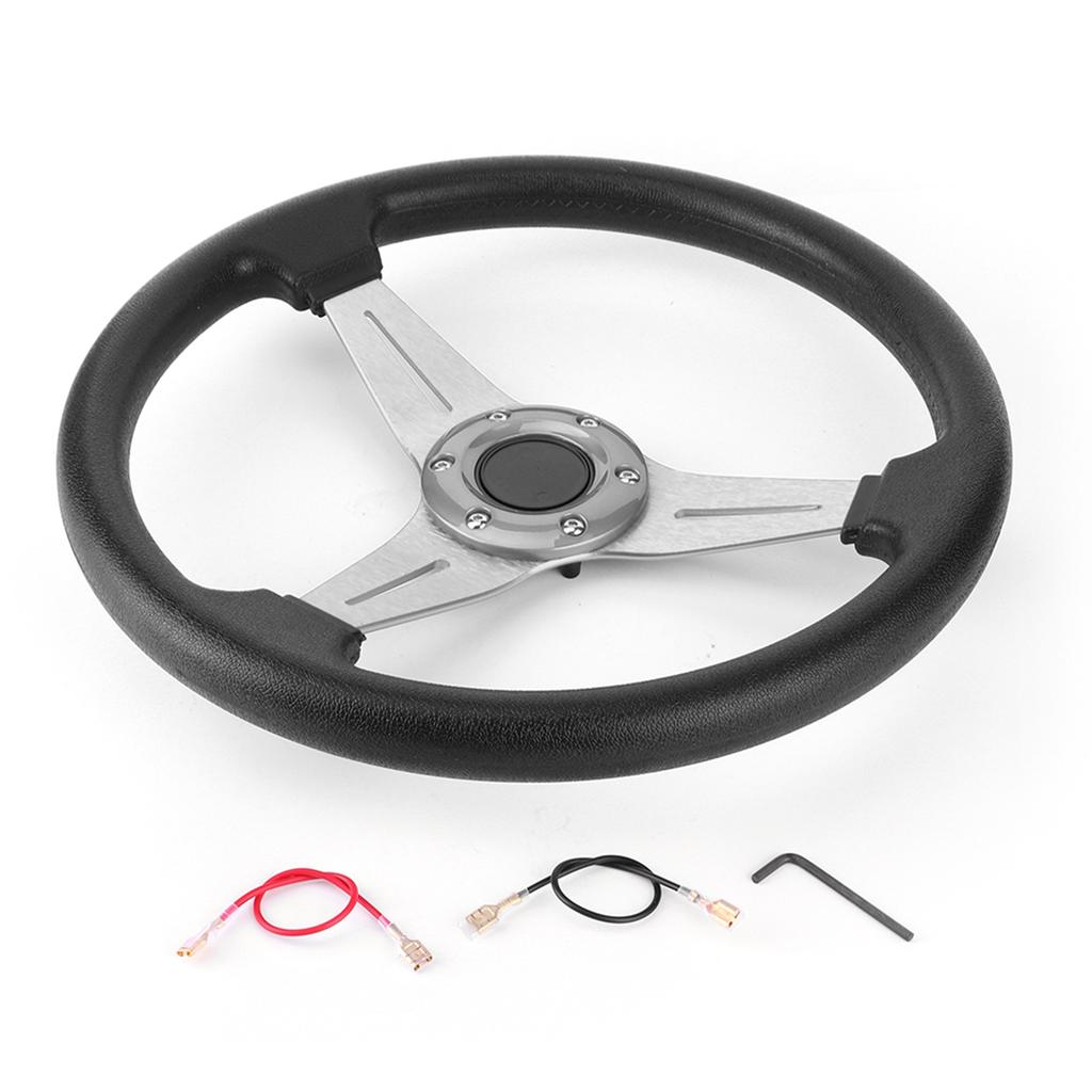 350mm14in Racing Car Drifting Steering Wheel Replacement Universal Modified AccessorySilver