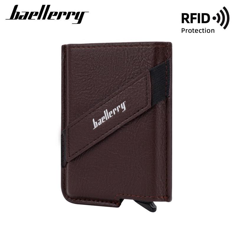 Baellerry Men RFID Wallet Aluminum Anti Theft Mini Card Holder Fashion Money Bag Vintage Design Business Purse Wallets