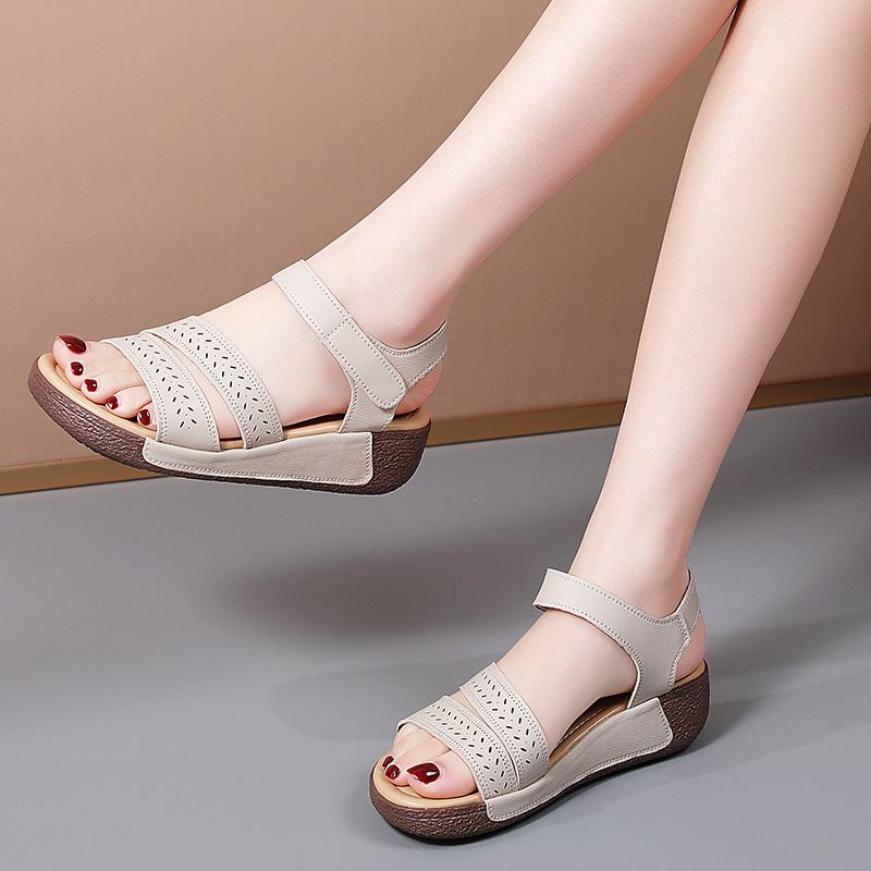 Женские летние сандалии для улицы, нарядные, с открытым носком, повседневные, прогулочные сандалии для девочек, большой размер, платформа, толстая подошва, увеличение роста