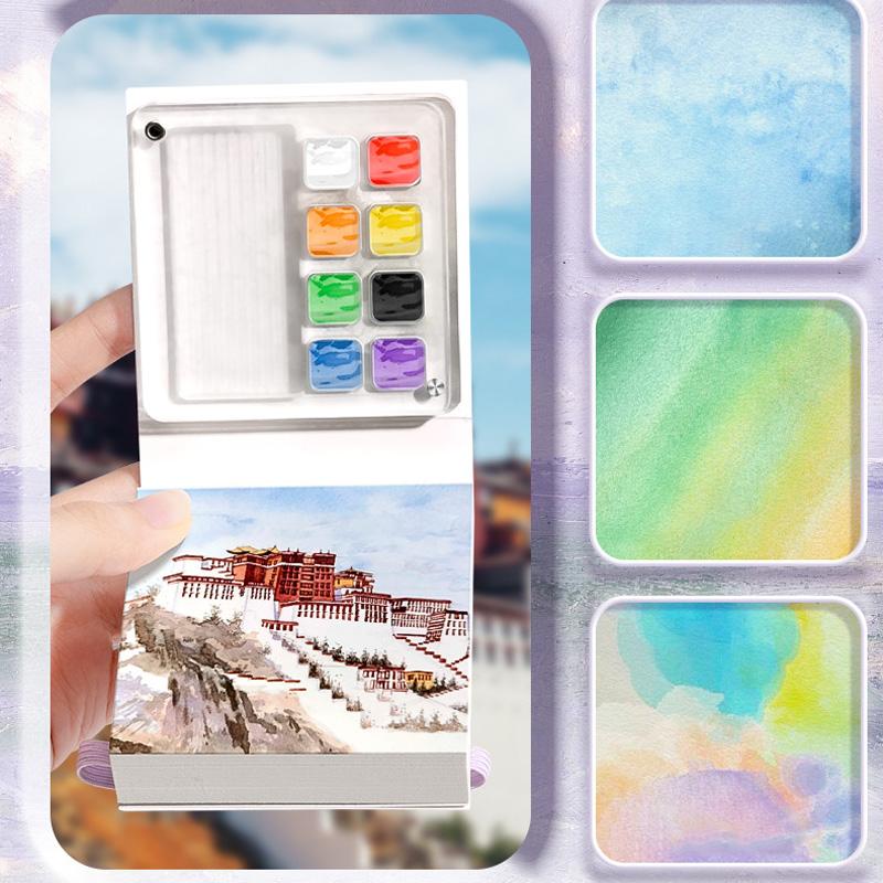 1 шт. с палитрой мини-блокнот для рисования портативный 50 листов школьные эскизы творческие студенты канцелярские принадлежности акварель