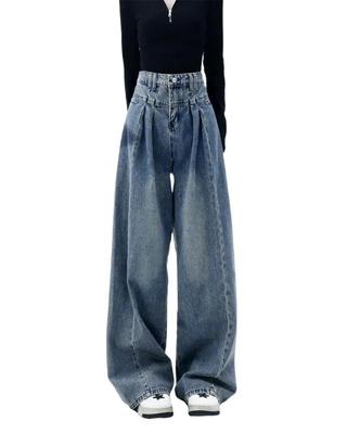 MTUIOY Джинсовые брюки-гаучо, свободные, с высокой талией, расслабленные, широкие штанины, Женские джинсы, Брюки, Посадка, Талия, Простые, Подчеркивающие фигуру, Повседневные, Стильные, Визуально удлиняющие ноги,