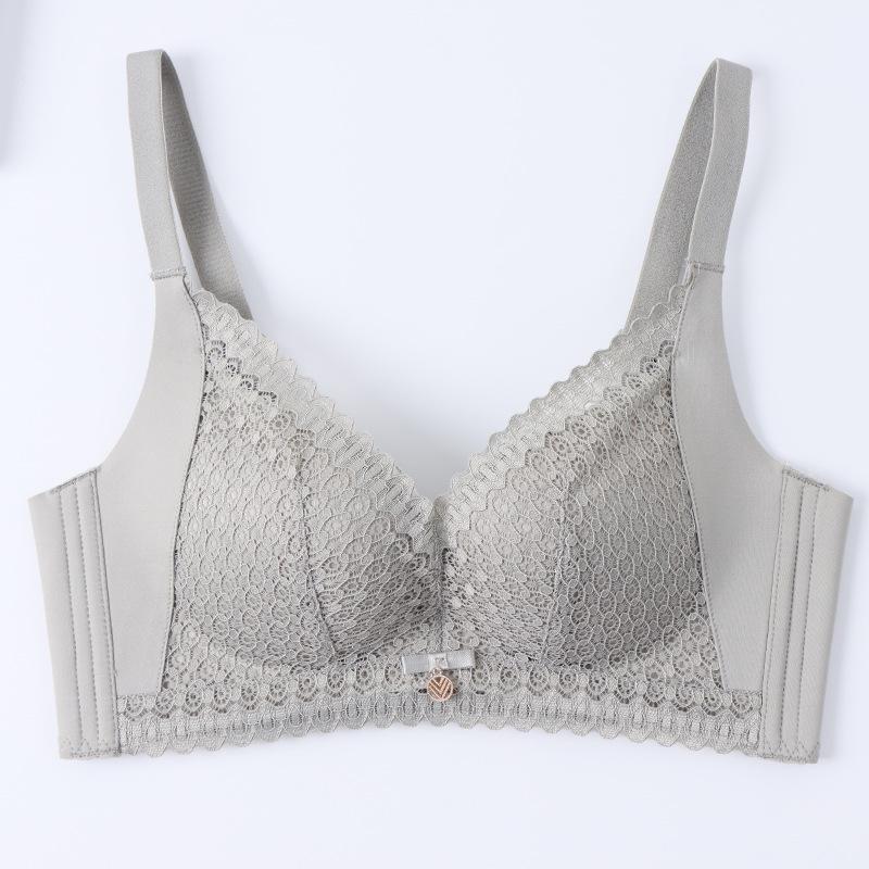 Ladies Comfortable Soft Cotton Bra Wireless Brassiere Adjustment Lace Underwear Teenager Girl Gathered Small Cup Push Up Bralette Top
