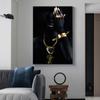 Gold Necklace African Woman Canvas Painting Figure Art Posters and Prints Black Women Wall Art Pictures for Living Room Decor