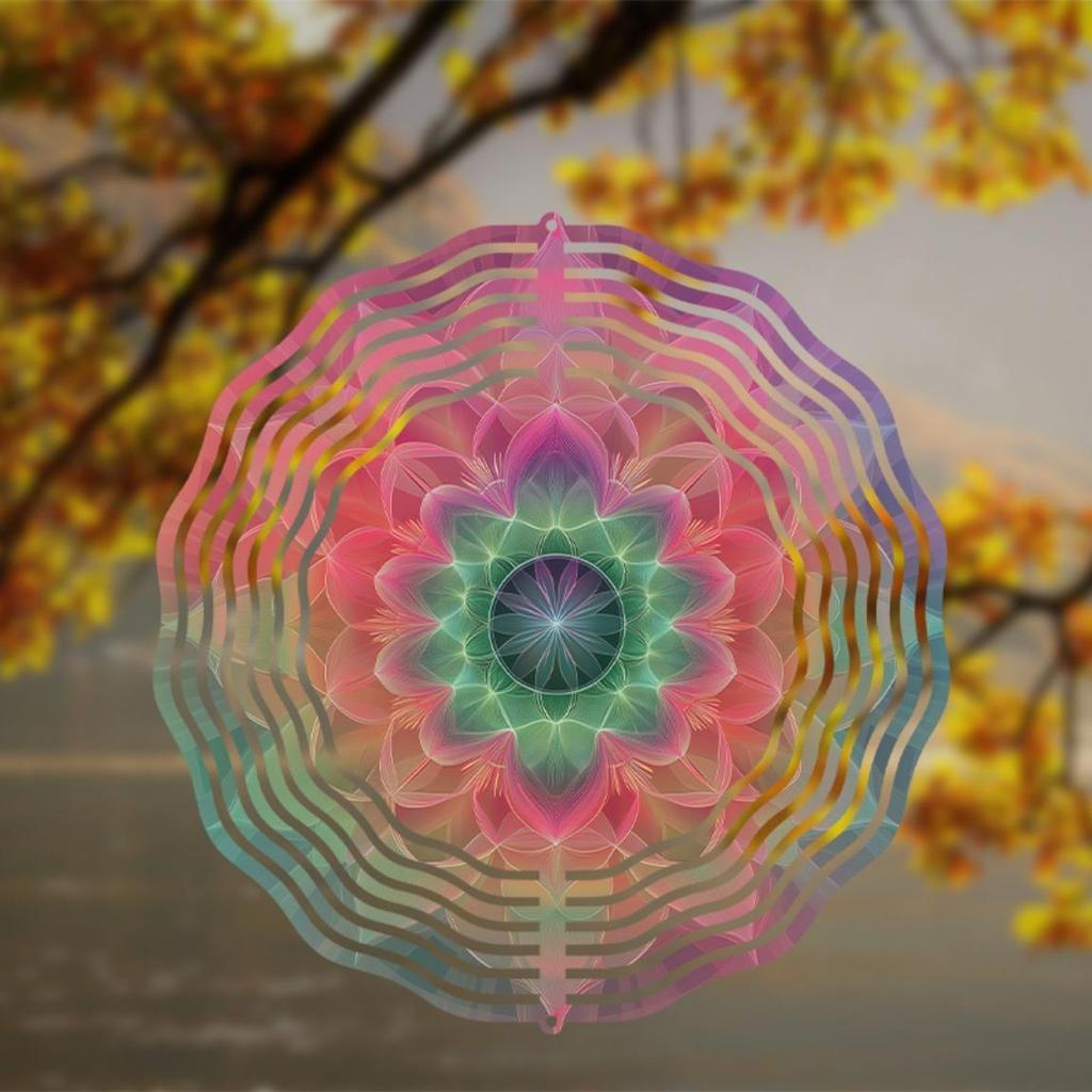 10-дюймовый металлический колокольчик ветра в богемном стиле, красочный вращающийся дизайн для декора сада, патио, не требует батареек, с крючком, идеальный подарок