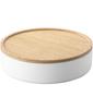 Yamazaki RIN Storage Box with Lid, Round, Natural, Approx. W22.2 X D22.2 X H6cm, Lid Transforms Into a Tray, 5801
