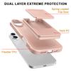 For iPhone 16 Case Skin-Touch Card Holder TPU + PC Phone Cover with Mirror Kickstand