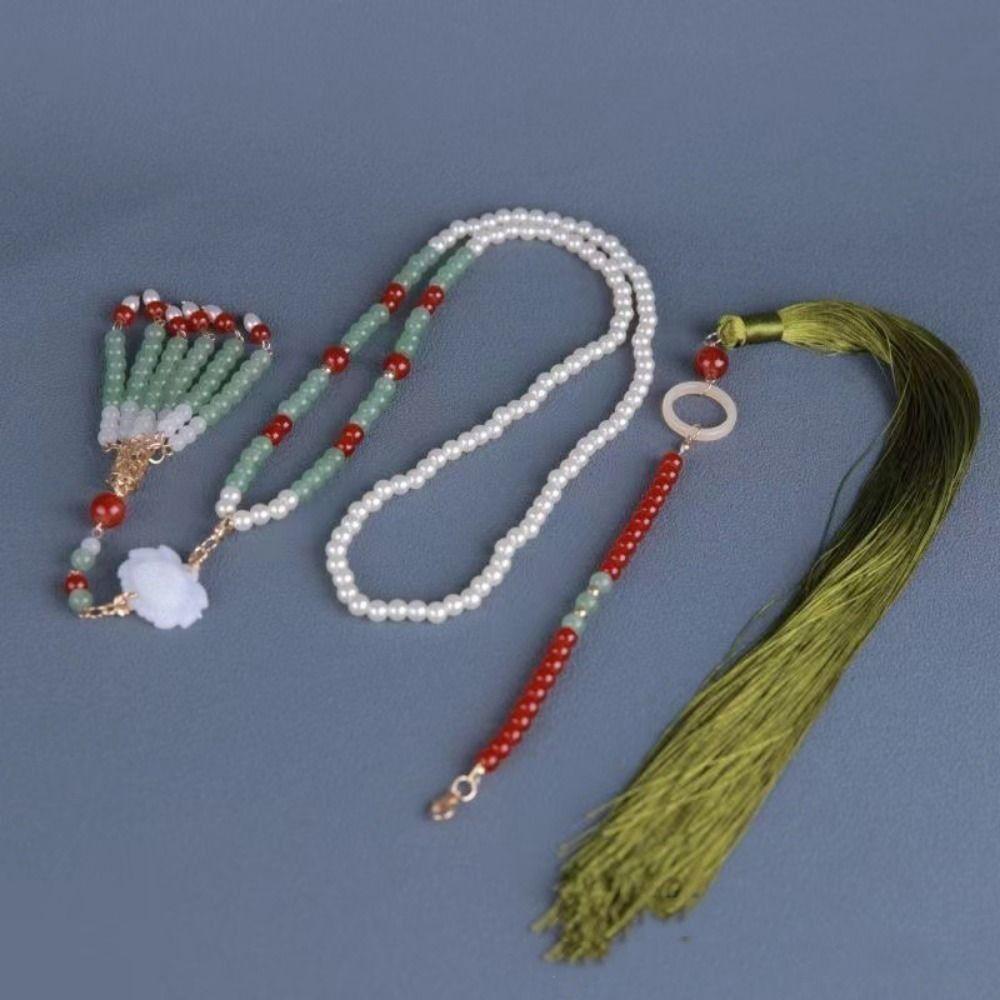 Chinese Style Hanfu Ruyi Pendant Tang Ming Song Dynasty Long Tassel Necklace Girls
