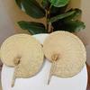 Yousheng 1/2Pcs Handmade Weaving Fan Chinese Style Natural Bamboo Raffia Hand Fan Woven Palm Leaf Summer Cooling Handheld Fan Wedding Party Decoration
