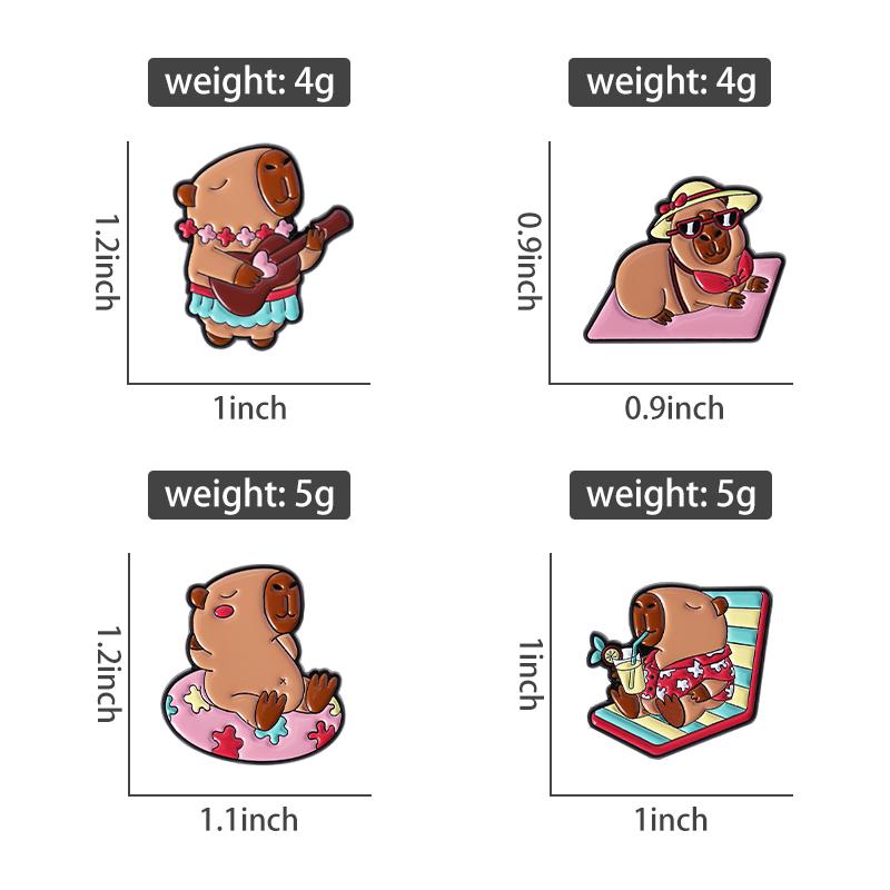 Эмалевые значки «Капибара в отпуске» На заказ Приморские пляжные броши Значки на лацкан Одежда Животные Ювелирные изделия Подарок для детей Друзей