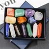 14pcs Pointed Quartz Crystal Chakra Balance Healthy Stones Crystals Set Hexagon Rose Quartz Gems Meditation Protection Bedroom Decor