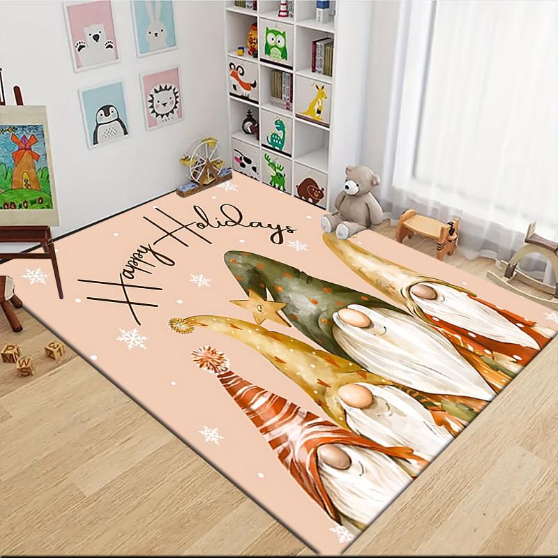 1Pc Holiday Gnomes Celebration Carpet Rug Soft Washable Antislip Home Living Room Sofa Mats Personalized Christmas Rug