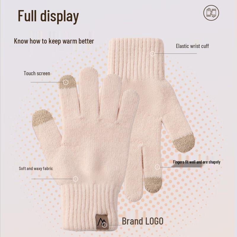 Женские утолщенные шерстяные вязаные перчатки MISSION UV