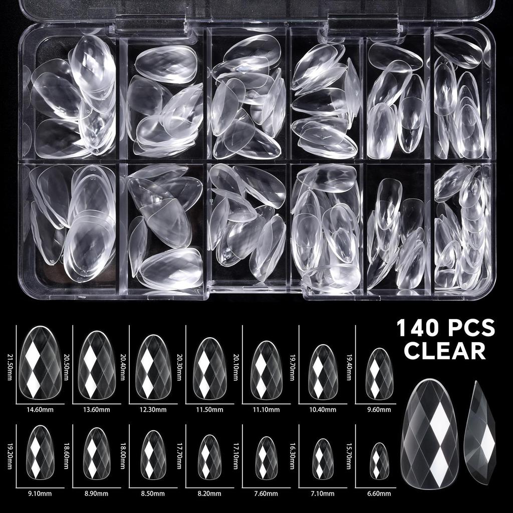 120/140 шт. 3D прозрачные алмазные накладные ногти миндальные балетные гробы прозрачные накладные ногти многоразовые полное покрытие акриловые типсы для самостоятельного изготовления