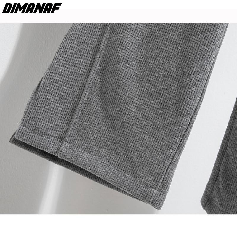 DIMANAF 2023 Женские Зимние Длинные Брюки Большого Размера на Резинке - Толстый Хлопок, Свободный Крой, Полная Длина, Однотонные для Повседневной Носки