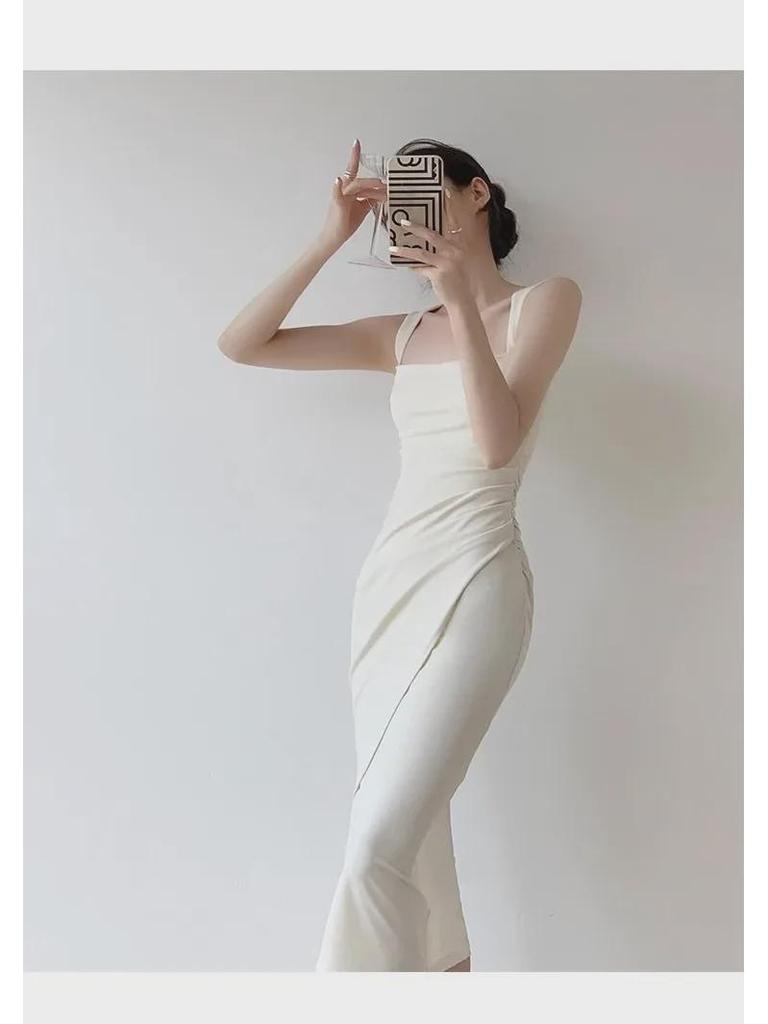 Элегантное летнее платье с принтом «рыбий хвост»: Высококачественный квадратный воротник во французском стиле для женщин