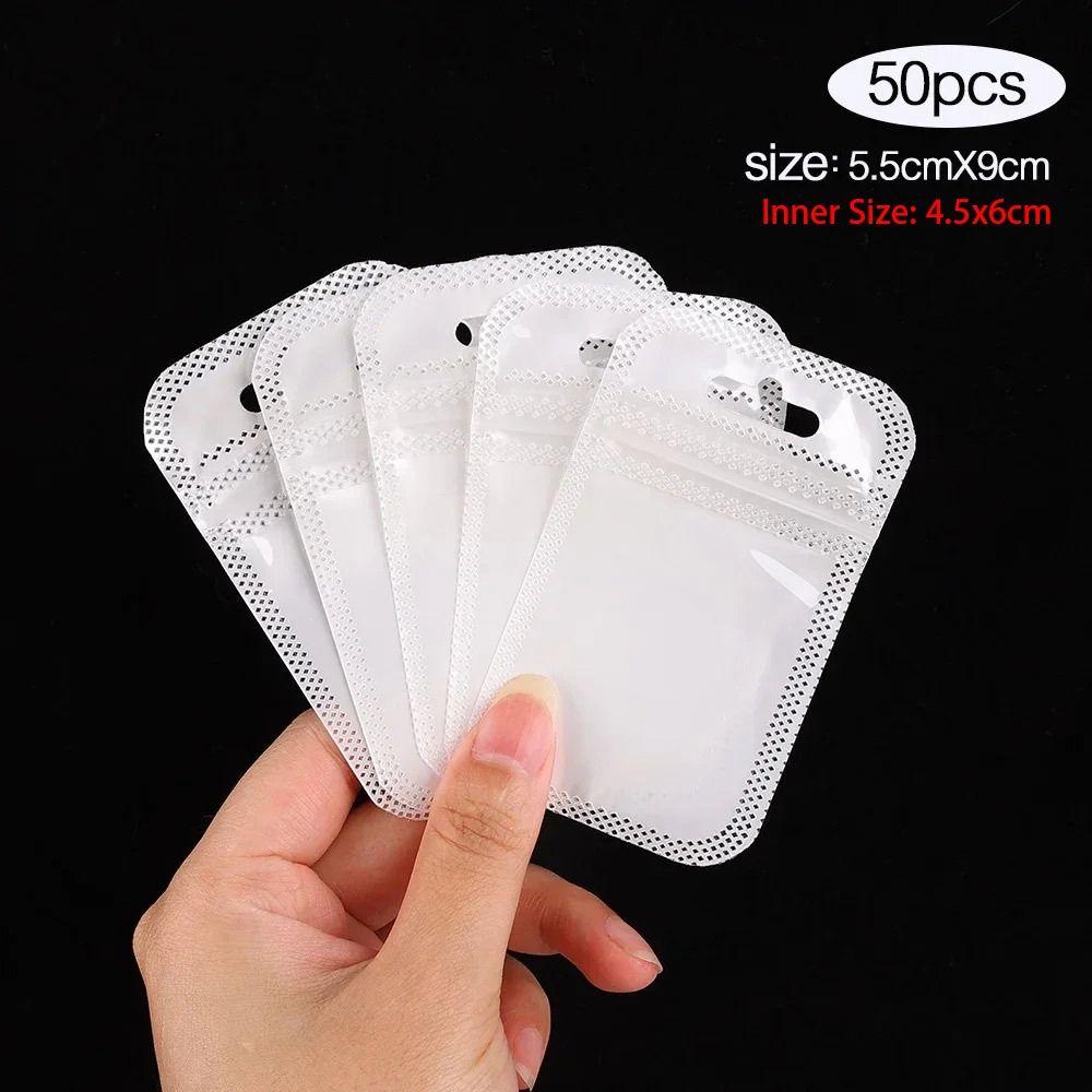 50Pcs Earrings Rings Necklace Display Plastic Organizer Bag Pouch Jewelry Packaging Bags