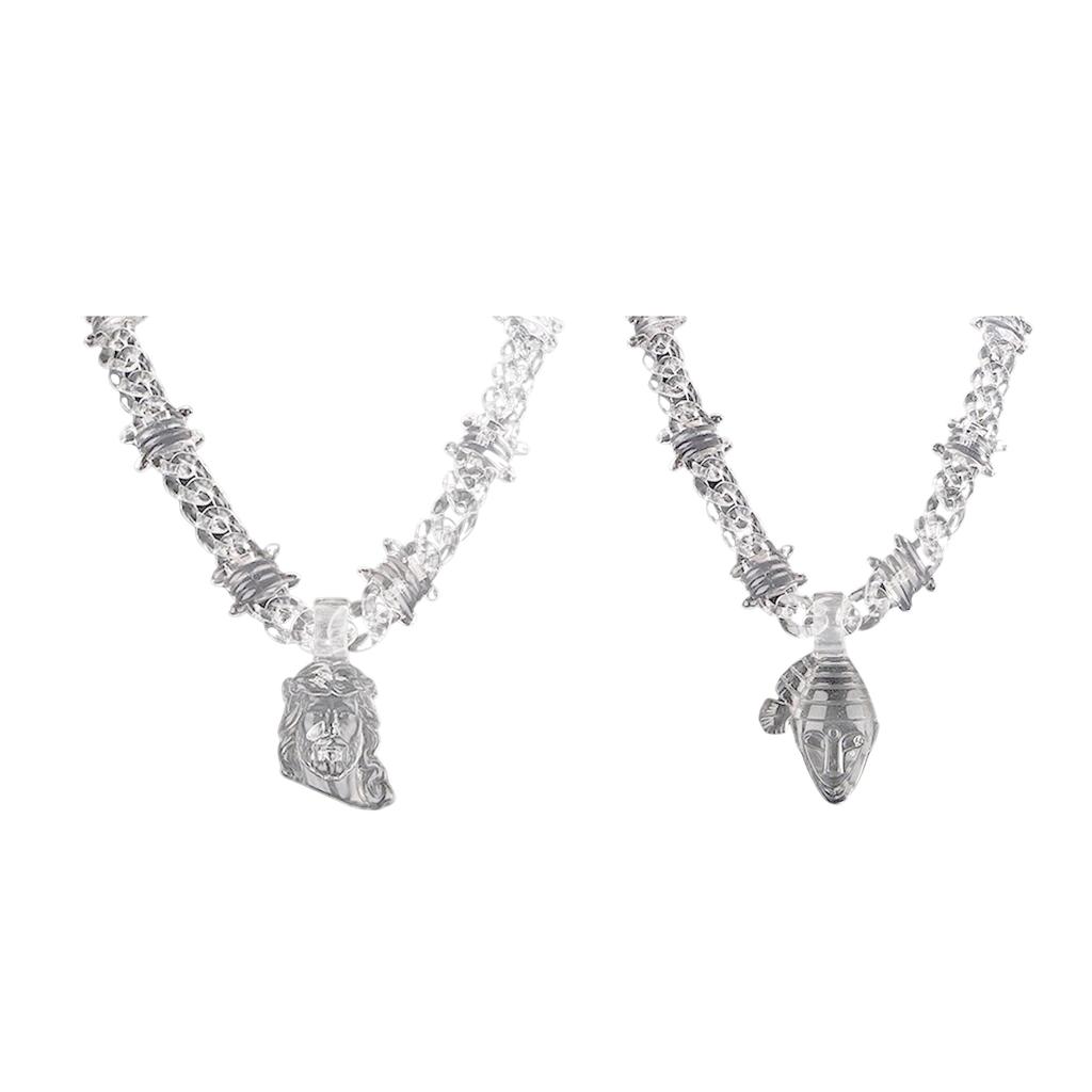 Unique Hiphop Pendant Necklace Unisex Religious Jewelry Adjustable Acrylic Chain Necklace Suitable for Men and Women