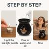 Ceramic Clay Candle Operated Aroma Burner (Black; 9 Cm)