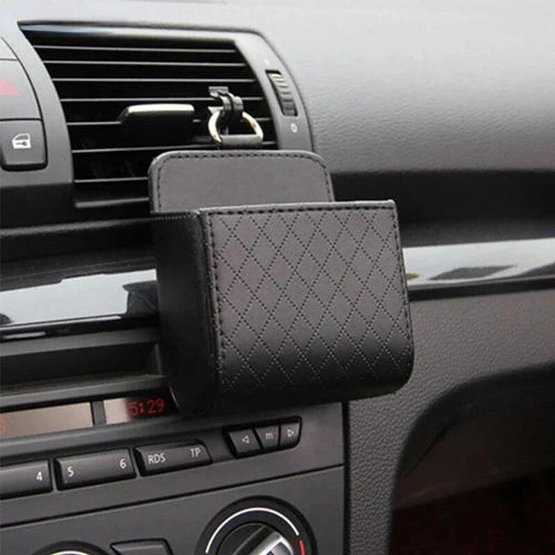 1 Pc Car Storage Bag Air Vent Dashboard Tidy Hanging Leather Organizer Box Glasses Phone Holder Storage Organizer Car Accessorie
