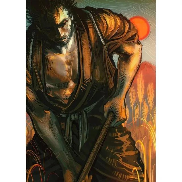Japan Samurai Musashi Vagabond Black White Canvas Prints Poster Modern Wall Art for Living Room Bedroom Home