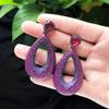 WWJ Top Quality Party Jewelry Full Pave Tiny Rose Red Purple Cubic Zirconia Big Tear Drop Earrings