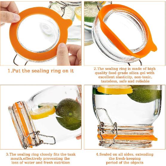 12PCS Rubber Seals for Glass Jars Silicone Jar Gaskets Replacement 3.75" Reble Seals Airtight Leak-proof Silicone Gasket Sealing Rings for Mason