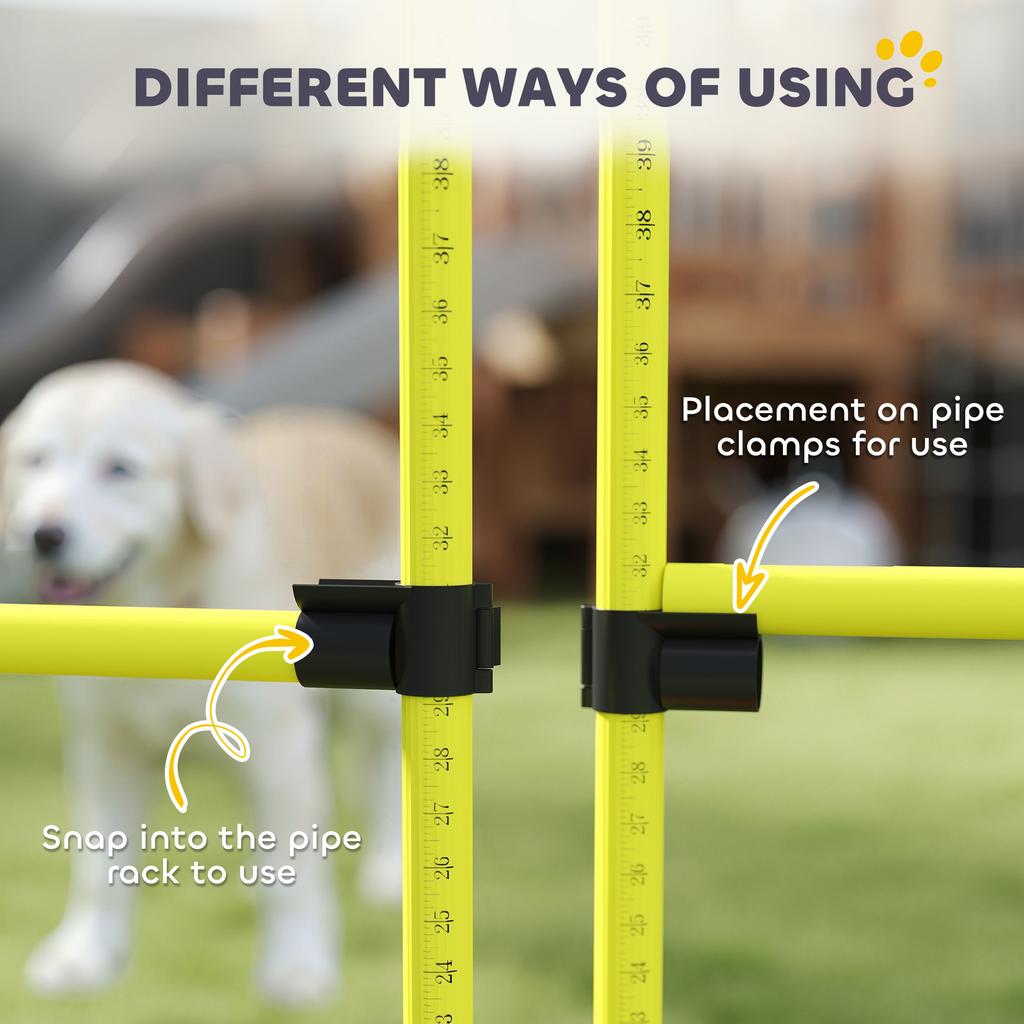 4 Pieces Dog Agility Training Equipment Adjustable Height Jumps Hurdle With Carrying Bag For Outdoor Yellow