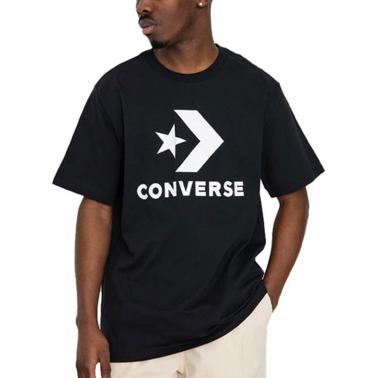 Converse Футболки Унисекс Черные С Круглым Вырезом Умеренный Прямой Крой UCJ639-023