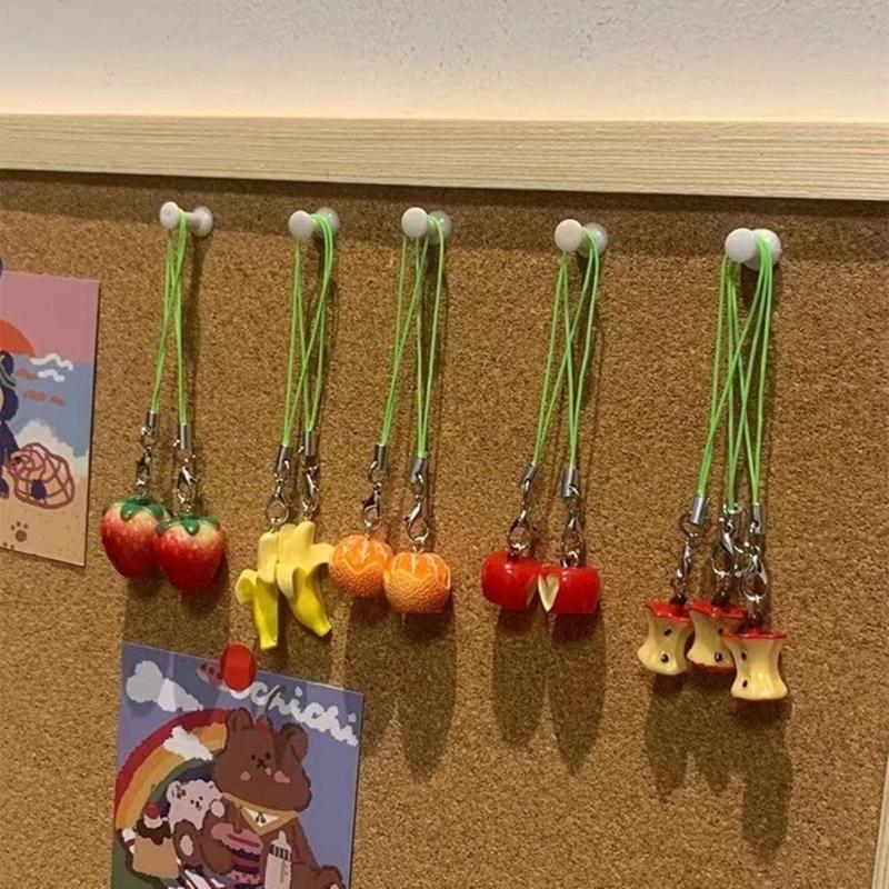 Multi Color Phone Lanyard Fruit Shapes Pendant Wrist Strap Detachable Phone Chains Keyring Portable Accessory for Women