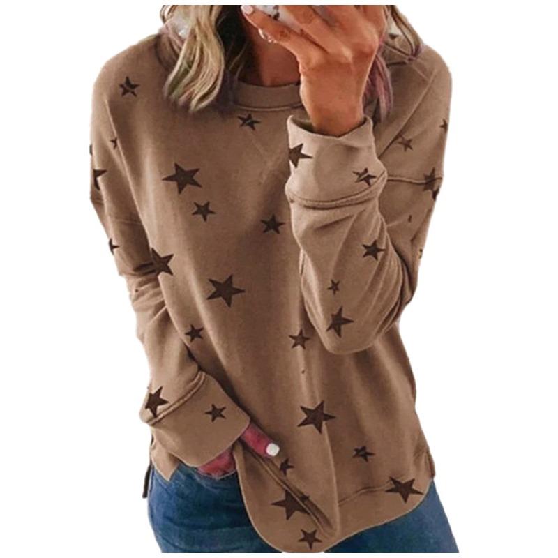 Women S Long Sleeve Printed Loose Fit Plus Size T Shirt