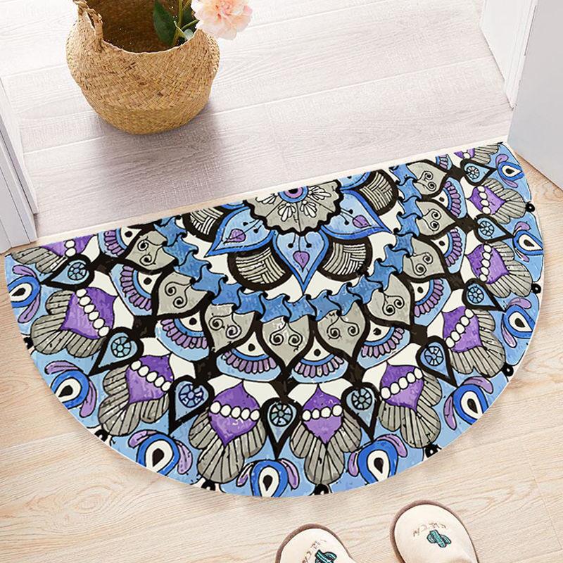 Nordic Entrance Doormat Anti Slip Floral Door Floor Mat Indoor Half Round Welcome Mat Bathroom Hallway Carpet Kitchen Area Rugs